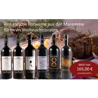 Weihnachtspaket Genussvolle Toskanische Rotweine vom Weingut Rigoloccio zum Gänsebraten oder zu Wildgerichten        (6 * 0,75 L) versandkostenfrei