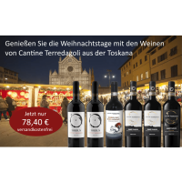 Weihnachtspaket  - Cantine Terredagoli  Toskana "pur" zu Antipasti, Pasta oder Ente   (6 * 0,75 L) versandkostenfrei