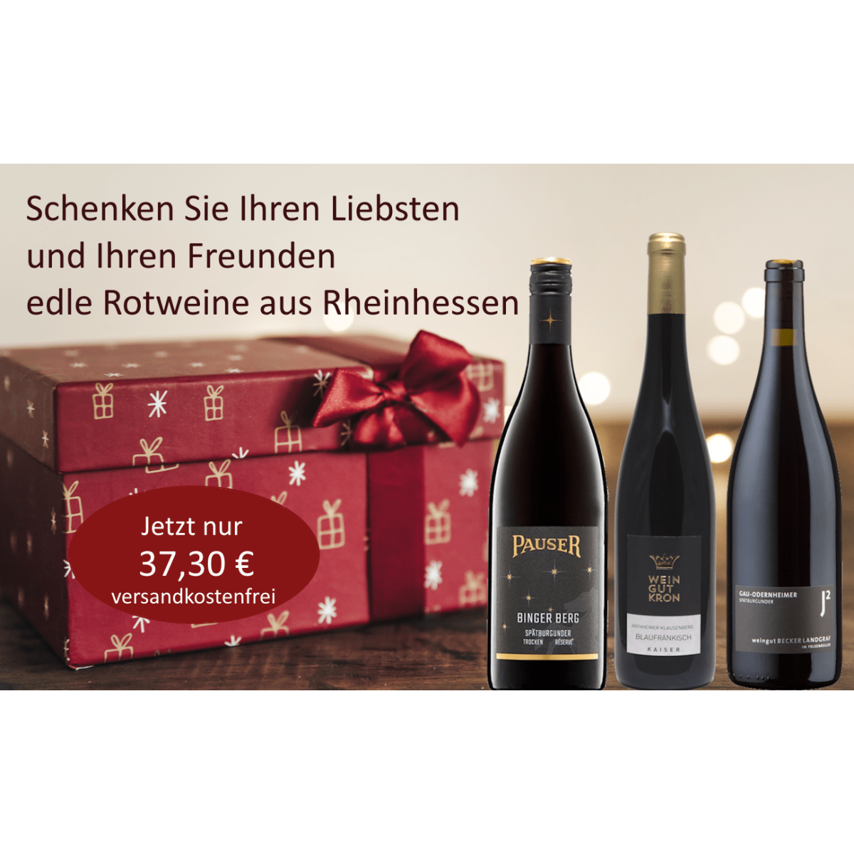 Weihnachts-Geschenkpaket Spitzen Rotweine aus Rheinhessen...