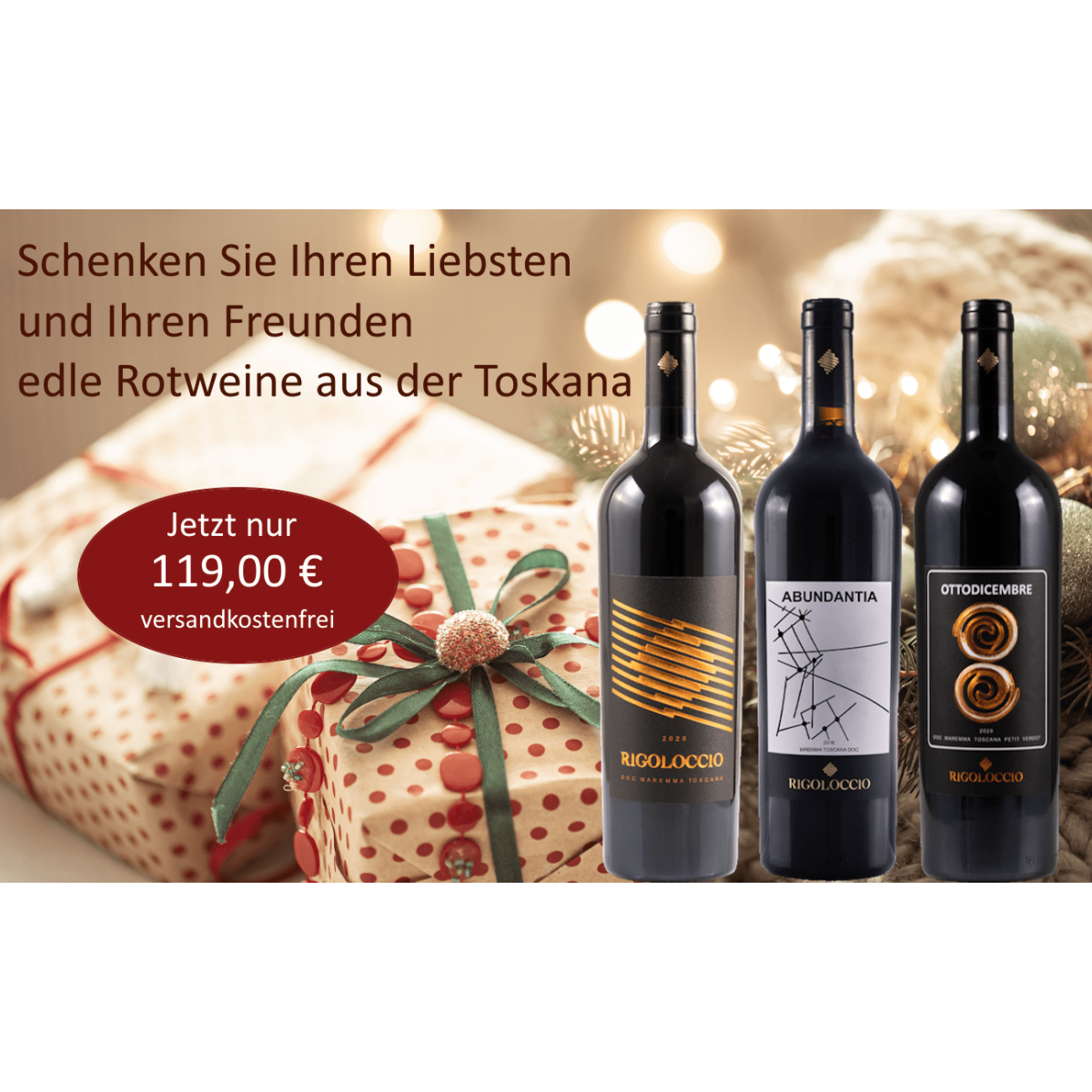 Weihnachts-Geschenkpaket Edle Rotweine aus der Toskana...