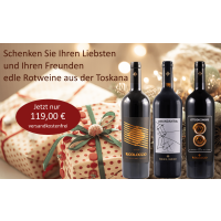 Weihnachts-Geschenkpaket Edle Rotweine aus der Toskana  (3 * 0,75 L) versandkostenfrei