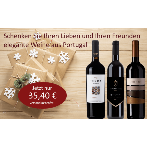 Weihnachts-Geschenkpaket "Alentejo Portugal" - Premium Rotweine zum Verschenken  (3 * 0,75 L) versandkostenfrei