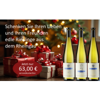 Weihnachts-Geschenkpaket "Hochwertigste Rieslinge" vom Weingut Querbach, Rheingau zum Verschenken  (3 * 0,75 L) versandkostenfrei