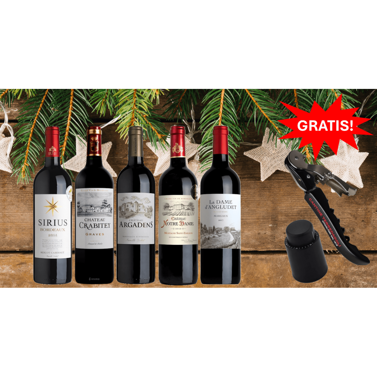 Weinpaket - Rotweine aus Bordeaux  (5 *  box